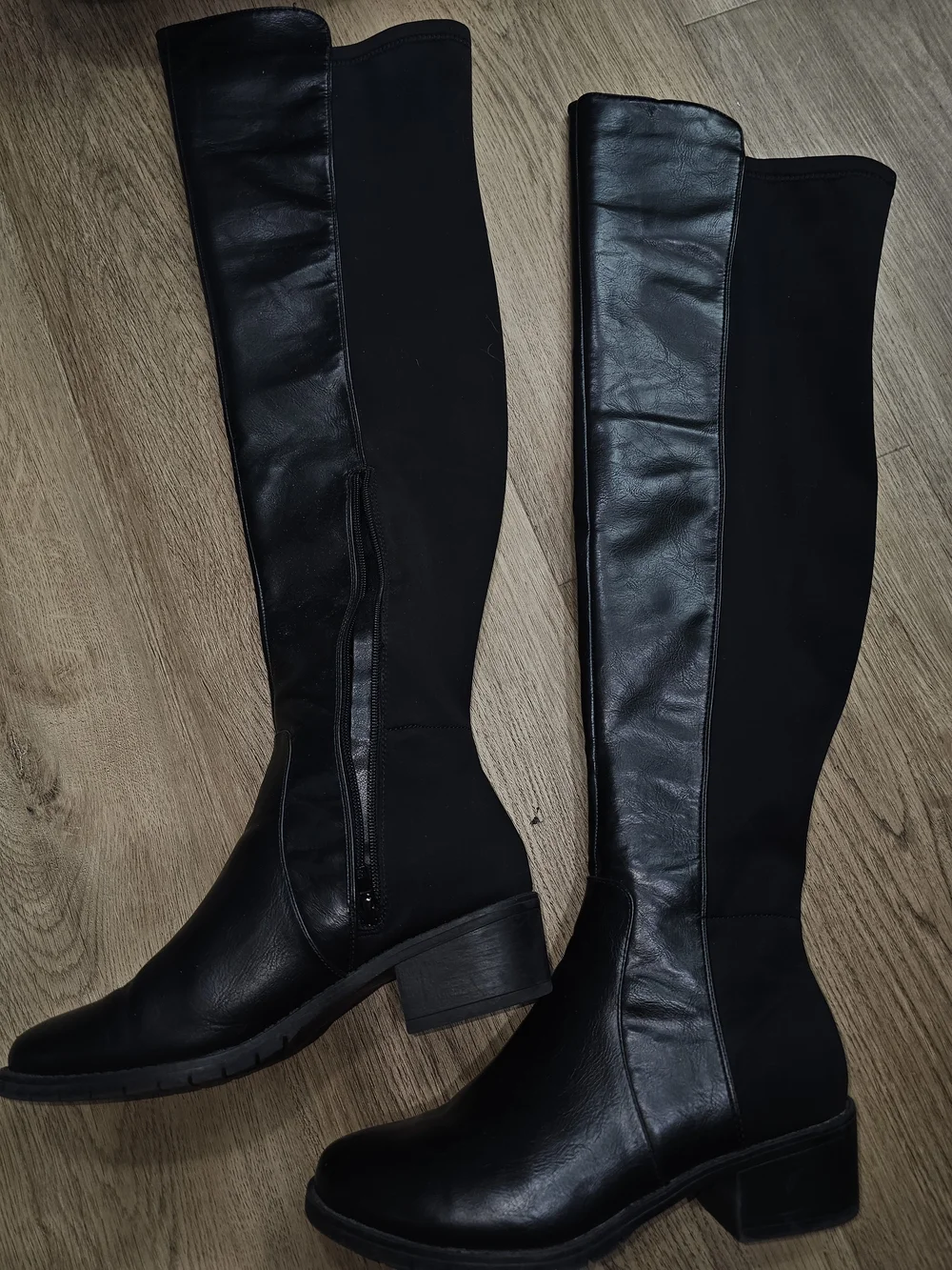 JustFab Black Over-the-Knee Stretch Riding Boots
